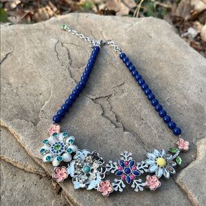 Lia Sophia necklace gaudy rhinestone floral snowflake statement